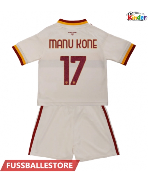 Günstige AS Roma Manu Kone #17 Auswärts Trikotsatzt Kinder 2026-27 Kurzarm (+ Kurze Hosen)